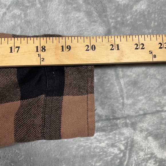 Brixton Buffalo Womens Cropped Plaid Flannel Shirt Brown Black Button Up Size S - Picture 9 of 9